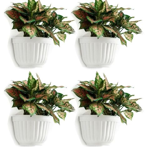 Pack Vertical Resin Flower Pots Wall Hanging Garden Living Room Window Hanging Planter Pots for Plants, Planters, Herbs, Balcony Railings, Shelves, Fences, Trellis, Decorations
