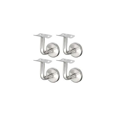 Supports de Main Courante pour Fixation Murale Supports de Rail d'escalier Inox Supports Muraux Supports de Main Courante pour Rampe Escalier Support Mural de Garde-Corps Argent 4 Pièces (1/5)