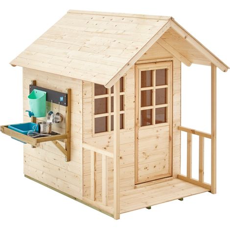 Tp Toys – Cabane de jardin pour enfant en bois FSC® avec cuisine extérieure – Dimensions 137 x 98,5 x 140 cm – Poids 37,85 kg – Montage facile avec pièces pré-percées (1/6)