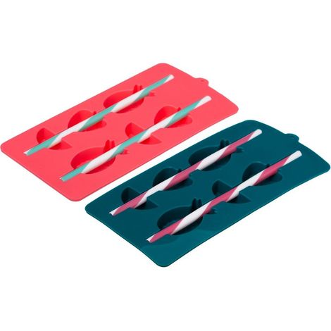 Eiswürfelform OBST, Silikon, 21 x 10,5 cm, 2 Stück, blau-gelb