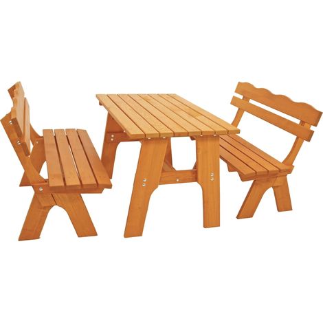 Garnitur FREITAL 3-teilig (2x Bank 120cm, 1x Tisch 72x120cm) Kiefer massiv (1/5)