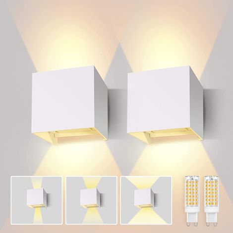 2 Pack Applique Murale Aluminium Angle Réglable Ampoule G9 Intérieur Extérieur Salon Couloir
