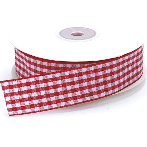 Nastro rosso a quadretti bianchi, mm 25 x 25 m