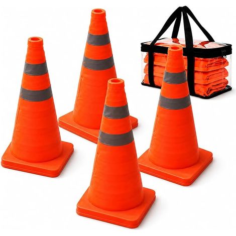 Cônes de Signalisation Pliables Cônes de Sécurité Orange avec Bandes Réfléchissantes Cônes de Sécurité de la Circulation Pliables Cônes Pop-up pour Sécurité Routière (1/5)