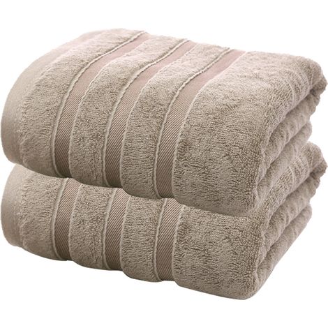 Lot de 2 serviettes de bain extra-larges en fibre de bambou, ultra douces pour la salle de bain. (1/5)