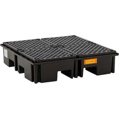 Bac de rétention à palettes Cemo PE 220/4 avec PE-grille 11262 (1/2)