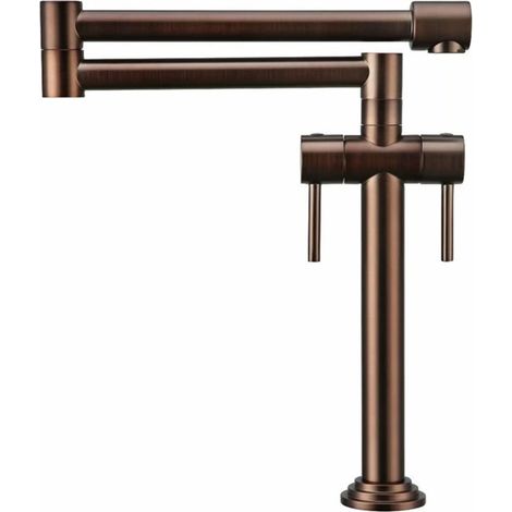 Robinet de Remplissage de Pot Brass Massif Hot & Cold Pot remplissez Le Robinet de Cuisine monté sur Pont de Pont monté en Poule brossée dorée Robinet Pliant (Color : Antique Brown, Size : 1 UK) (1/5)