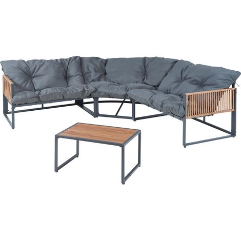 Set da giardino 4 pezzi grigio scuro rattan 030010538