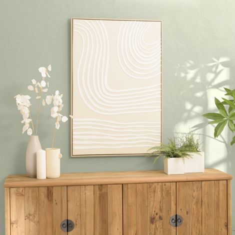 HOMER - Décoration murale 83x123cm lignes abstraites, cadre naturel (1/5)