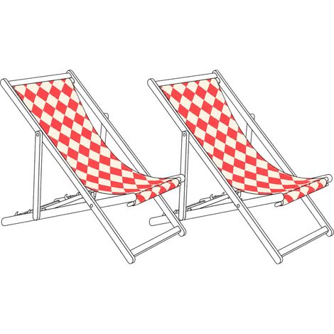 Lot de 2 Toiles de Remplacement pour Chaises Longues en Polyester Motif Géométrique en Losanges Rouge Anzio / Avellino (1/5)