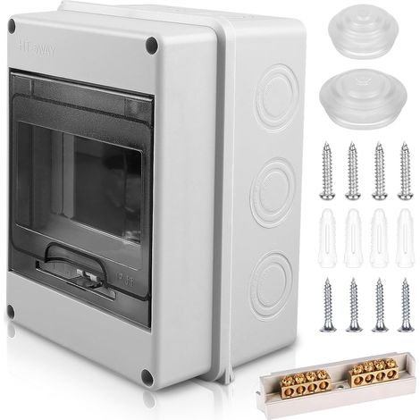 Coffret Electrique Etanche Extérieur IP65 - Boîtier 5 Modules Pour Disjoncteur Mural - Tableau 1 Rangée (1/5)