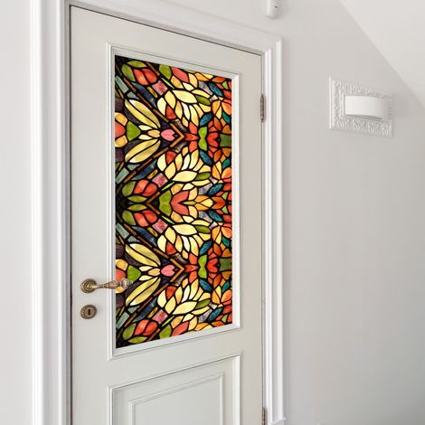 Film de protection UV pour fenêtres préservant l'intimité : film décoratif électrostatique non adhésif, effet vitrail, 45 x 100 cm (1/5)