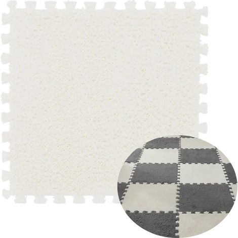 Tapis de sol puzzle en mousse pelucheuse, protection pour enfants, 30 cm, blanc (1/5)