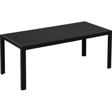 Gartentisch 120x70 cm, Aluminium, Polyholz (Holz-Kunststoff), wetterfest & modern, für Garten & Terrasse, Schwarz