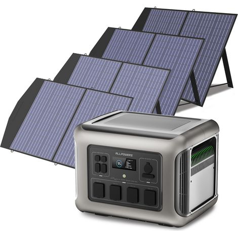 Portable Power Station Solar Generator 2016Wh LiFePO4 with 4Pcs 100W Solar Panel for RV, Home Backup, Emergency, Outdoor Camping Allpowers R2500 (1/5)