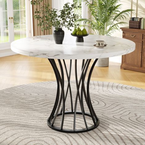 Esstisch 80/80/76 cm in Schwarz mit Marmoroptik und Metallgestell (1/5)