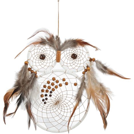 Attrape-rêves Artisanal Style Vintage Chouette - Décoration Bohème pour Maison, Bureau ou Voiture - Cadeau Unique et Écologique