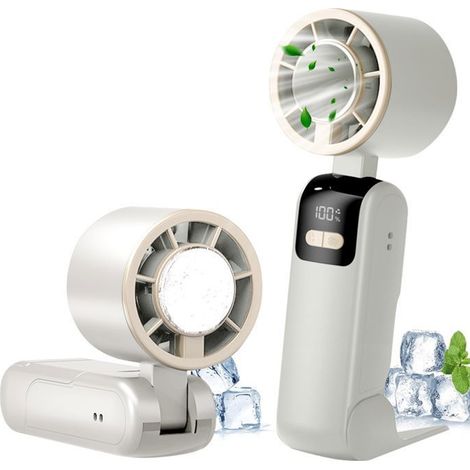 IBEAFILLY Y31 Ventilateur portable - Refroidissement Instantané, écran Digital, Silencieux, Autonomie durable, Recharge Type-C,Blanc