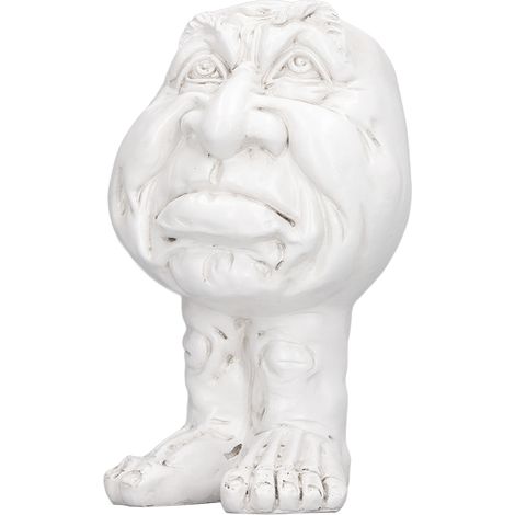 Pot décoratif en résine imperméable avec sculpture de visage amusant, blanc, type C (1/5)