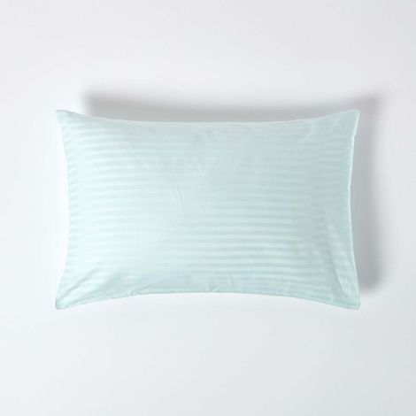 HOMESCAPES Blue Egyptian Cotton Satin Stripe Housewife Pillowcase 330 Thread Count - Blue