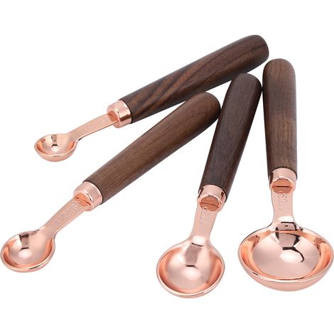 Ensemble de 4 tasses et cuillères doseuses en acier inoxydable doré rose pour la cuisine et la pâtisserie (1/5)