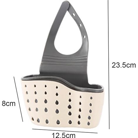 (Beige Pro) Panier égouttoir de rangement pour la maison, porte-savon/éponge réglable, sac égouttoir suspendu, accessoires de cuisine (1/5)