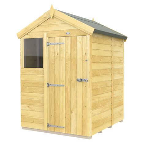 5 x 5 Feet Apex Shed - Single Door With Windows - Wood - L158 x W147 x H217 cm