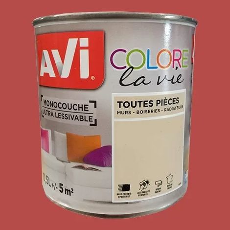 AVI Colore la Vie Peinture Toutes pièces Rouge tango 0,5 L (1/2)