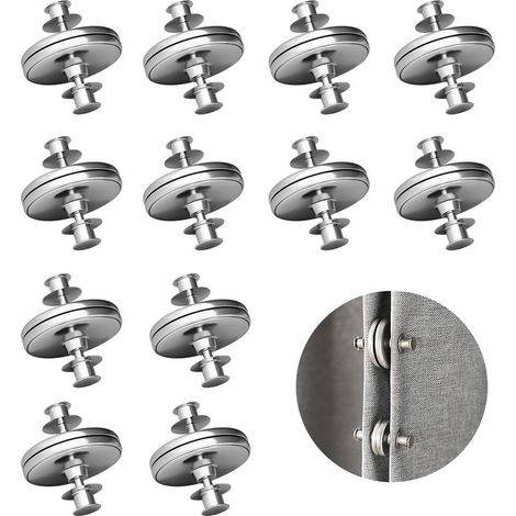 12 Paires Boutons Magnétiques pour Rideaux, 20mm Embrasses Rondes Aimants, Bouton de Maintien Magnétique, pour Rideaux de Douche, Rideaux pour Maison, Hôtel (1/5)