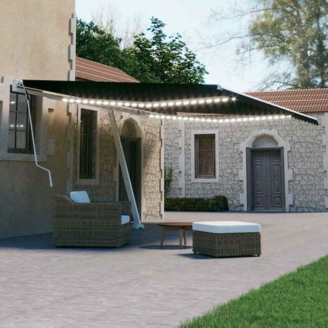 vidaXL Manual Retractable Awning with LED 600x300 cm Anthracite (1/5)