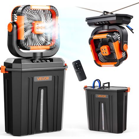 VEVOR Ventilatore Nebulizzatore da Campeggio con Motore, con Serbatoio dellAcqua da 12 Litri, 4 Velocita del Vento e 3 Modalita di Illuminazione, Ventilatori di Raffreddamento ad Acqua per Interni