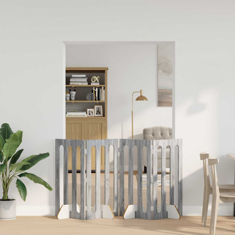Valla plegable para mascotas 4 pcs Gris  201 x 38 x 90 cm