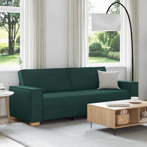Sofá de 3 plazas con cojín Verde oscuro 220 x 78 x 84 cm tela