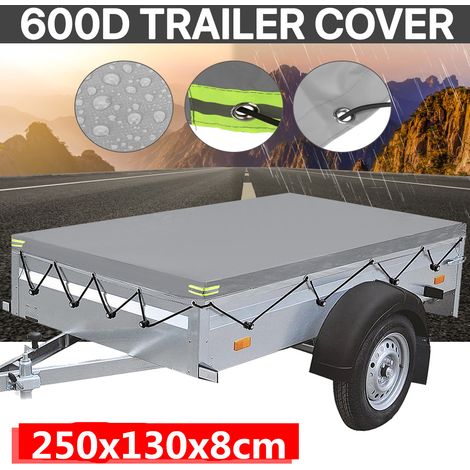 600D Trailer Cover Heavy Duty PVC Waterproof Dust Protector 250x130x8cm (1/5)