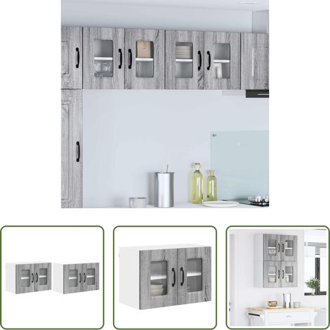 vidaXL Küchenwandschrank - Küchenschrank Kalmar 2 pcs Graues Sonoma 60 x 31 x 40 cm (1/5)