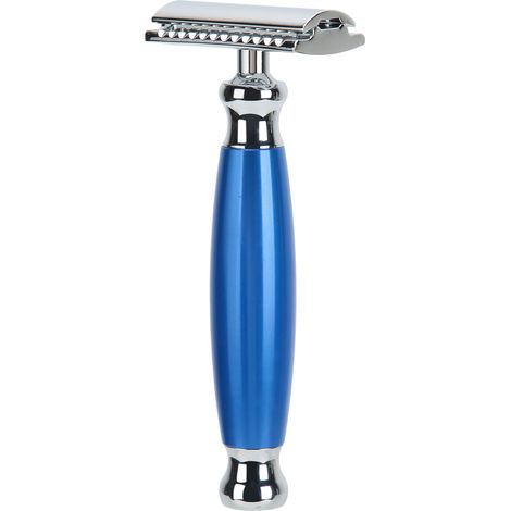 Rasoir manuel homme coupe-choux sécurité, outil d'épilation barbe, usage domestique salon, lame acier, bleu, kit rasage classique (1/5)