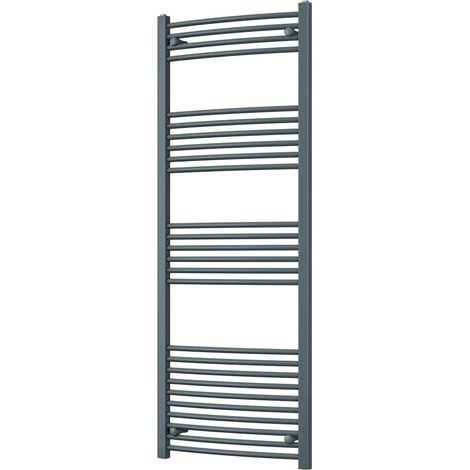 Zennor - Anthracite Heated Towel Rail - H1600mm x W600mm - Curved (1/3)