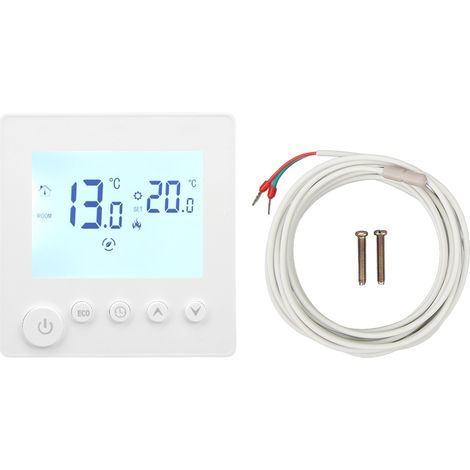 Digitales LCD-Thermostat mit Timerprogrammierung, 16-A-Wechselstrom-Temperaturregler (90–240 V) für elektrische Heizung, 3 Meter langes Sensorkabel