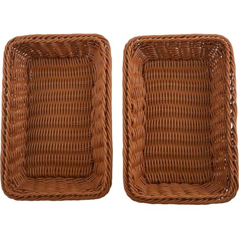 PièCes SéRies Panier Rectangulaire pour Pain, Fruits et LéGumes Paniers en Osier pour MarchéS, Boulangerie (1/5)