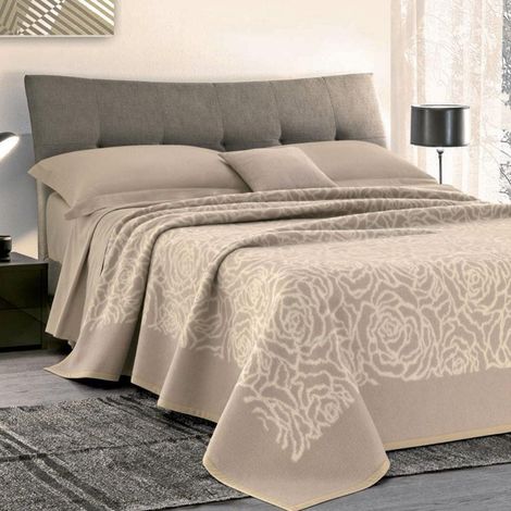 Coperta Pura Lana Matrimoniale Maxi 450gr Cober Venice Tortora