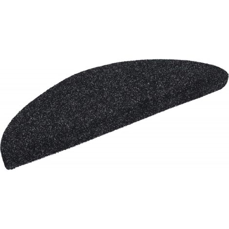 Stair Mats Self-adhesive 15 pcs 56x17x3 cm Black Half Round vidaXL