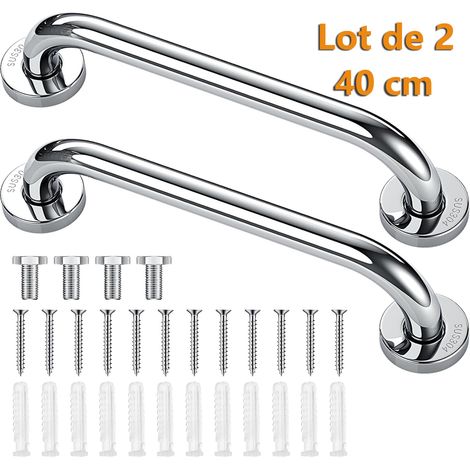 Lot de 2 Barre dAppui Pour Salle De Bain, Poignée De Sécurité Pour Douche, Antidérapante Barre dAppui 40 CM Pour Salle De Bain, Baignoire, Toilette,Escalier (1/5)