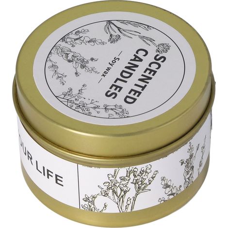 Bougie parfumée à la cire de soja sans fumée pour aromathérapie, jasmin blanc en boîte dorée, idéale pour salon, chambre, salle à manger ou salle de bain (1/5)