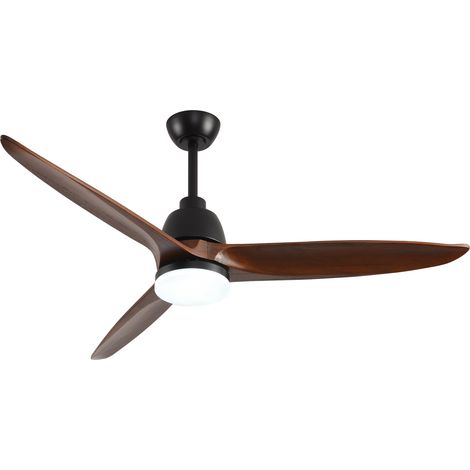 Ventilateur de Plafond avec Lumières 142 cm Silencieux CC LED à Intensité Variable Télécommande Mode Été/Hiver Bois Noyer (1/5)