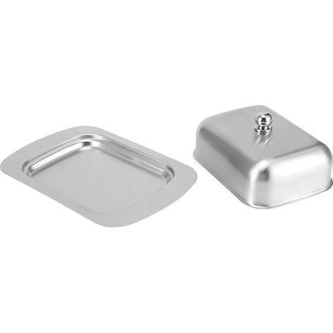 Beurrier, bol à dessert, boîte à fromage et à pain en acier inoxydable avec couvercle et poignée, accessoires de cuisine (1/5)