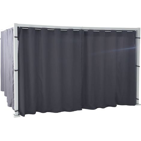 Kit de cortinas y rieles para cenador Zalya blanco pizarra - Hespéride