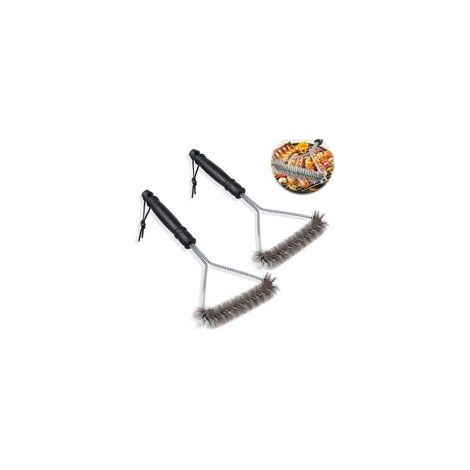 Brosse De Nettoyage Pour Barbecue - Acier Inoxydable - Manche Long Et Lanière - 2 Pièces (1/5)