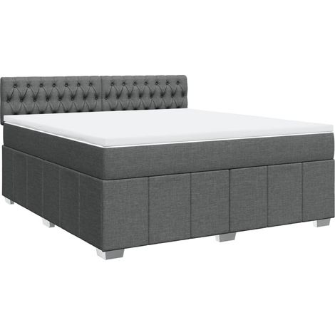 Maison Exclusive - Cama box spring con colchón tela gris oscuro 1 (1/5)