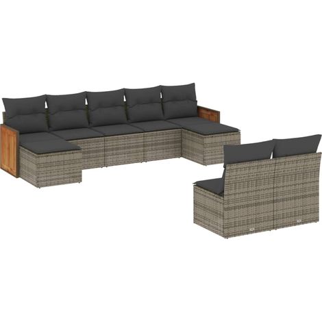 Maison Exclusive - 9-tlg. Garten-Sofagarnitur mit Kissen Grau Pol