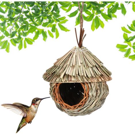 Mangeoire Pour Oiseaux - En Paille Naturelle - Pour Suspension Extérieure - Abri Contre Pluie Et Soleil - 1 Pièce (1/5)